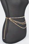 PLUS SIZE RHINESTONE PEARL STATION CHAIN BELT