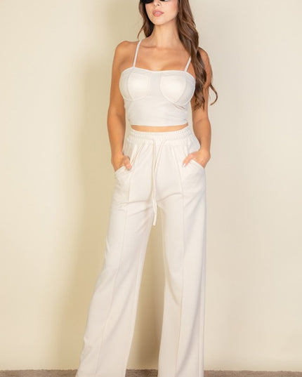Bustier Cami Top & Slant Straight Pants