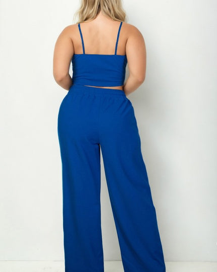 Plus Size Crop Cami Top Straight Pants Set
