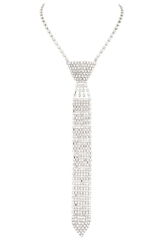 Rhinestone Neck Tie Necklace