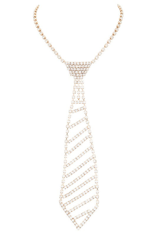 Rhinestone Necktie Necklace