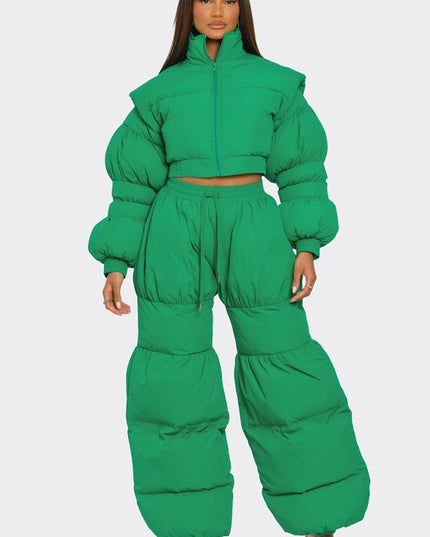 Green Possibilities Puff Jacket Pant Set