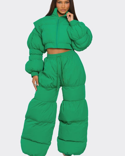 Green Possibilities Puff Jacket Pant Set