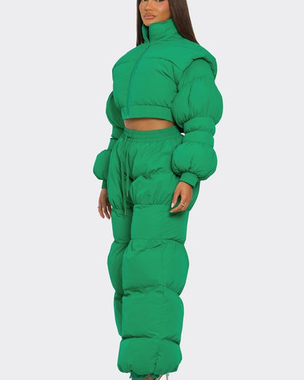 Green Possibilities Puff Jacket Pant Set