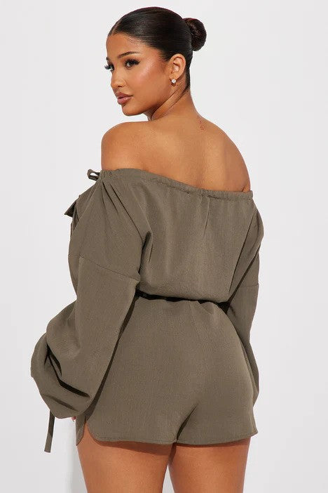 Top Tier Off Shoulder Pocketed Romper