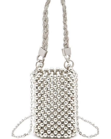 Braided Shiny Beads Bucket Bag