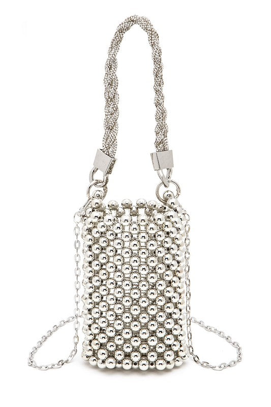 Braided Shiny Beads Bucket Bag