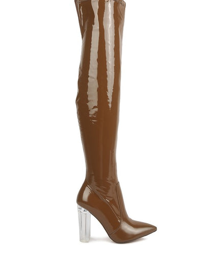 NOIRE THIGH HIGH LONG BOOTS IN PATENT PU