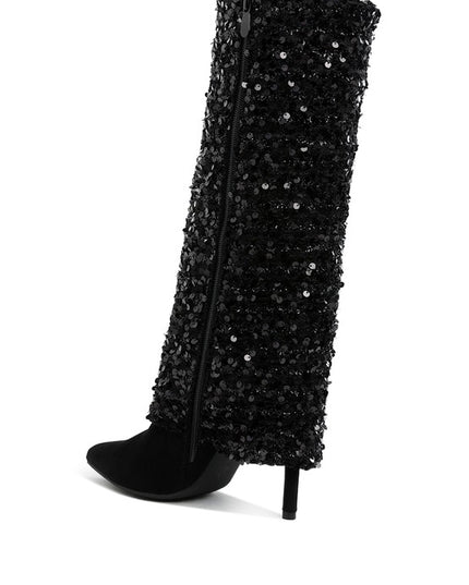 Sin City Sequin Fold-Over Calf Boots