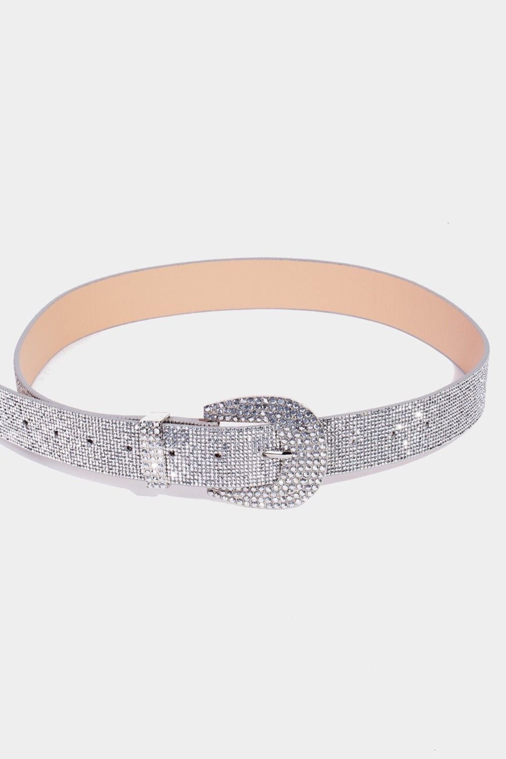 Fame Rhinestone Embellished PU Leather Belt