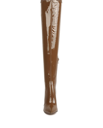 NOIRE THIGH HIGH LONG BOOTS IN PATENT PU