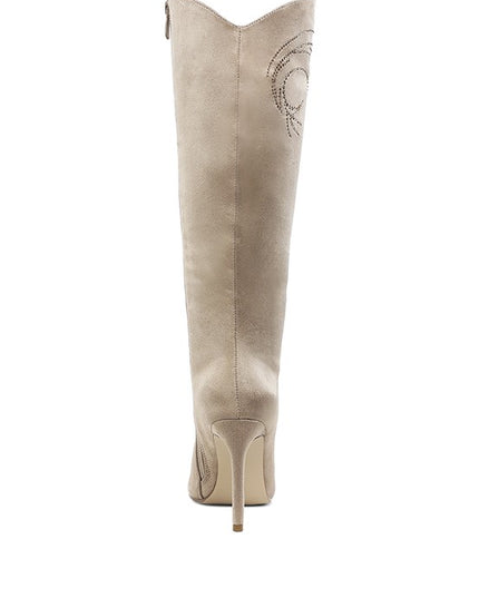 Becks Rhinestone Patterned Calf Boots