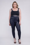 Plus Size High Rise Faux Leather Leggings