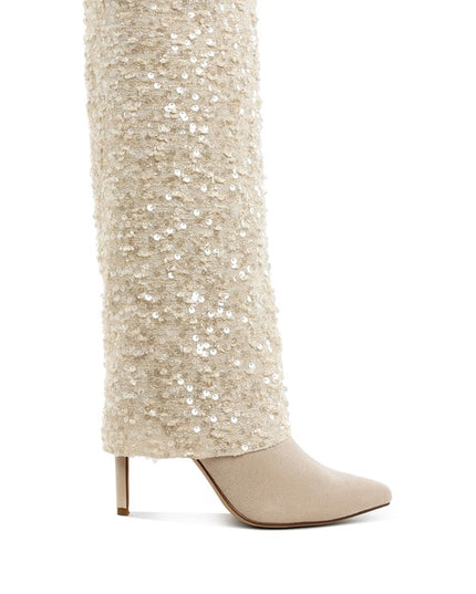 Sin City Sequin Fold-Over Calf Boots