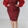 Plus Size Fire & Desire Off Shoulder Sequin Midi Dress