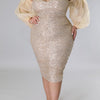 Plus Size Fire & Desire Off Shoulder Sequin Midi Dress