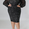 Plus Size Fire & Desire Off Shoulder Sequin Midi Dress