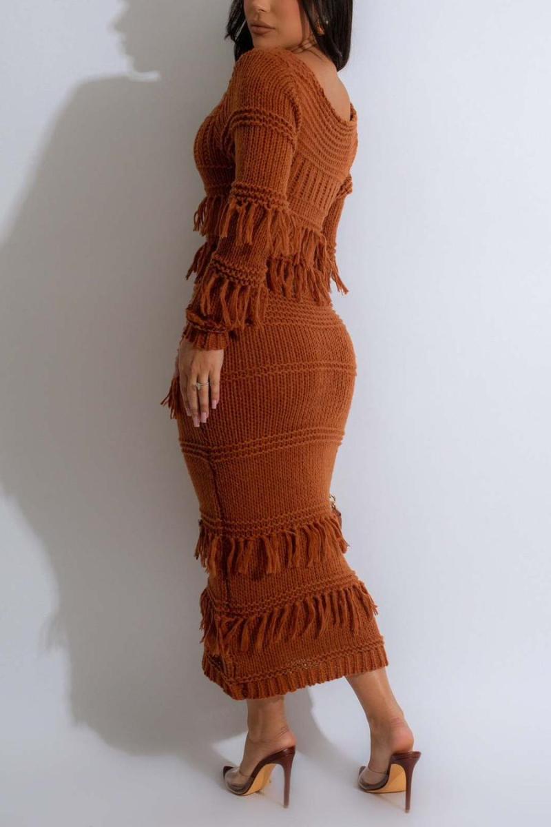 Cat's Whisker Pocketed Knitted Midi Dress