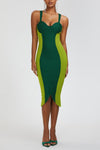 Green Contrast Bodycon Midi Dress