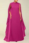 Glorious Sleeveless Pleated Cape Maxi Dress