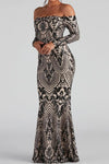 Lana Sequin Decor Off Shoulder Maxi Dress