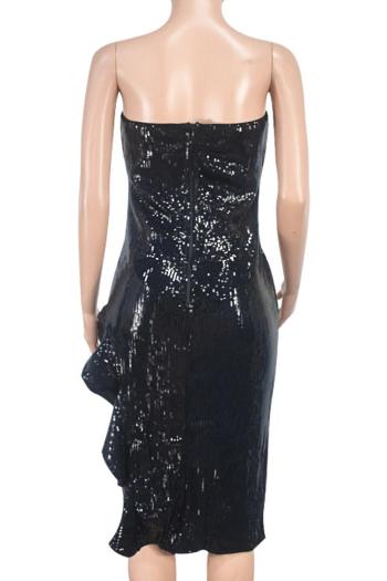 Sexy Plus Size Sequin Asymmetrical Ruffle Midi Tank Dress