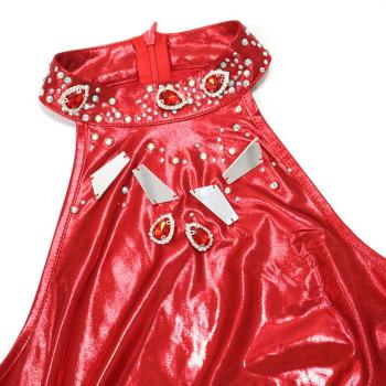 Sexy Plus Size Holographic Rhinestone Slit Maxi Dress