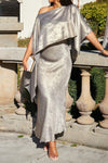 Holographic Shawl Maxi Dress Set