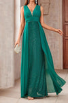 Blazing Beauty green sequin holiday maxi dress