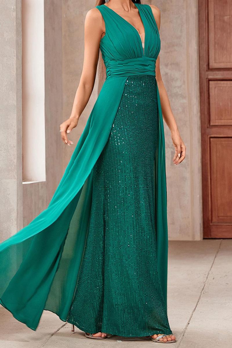 Blazing Beauty green sequin holiday maxi dress