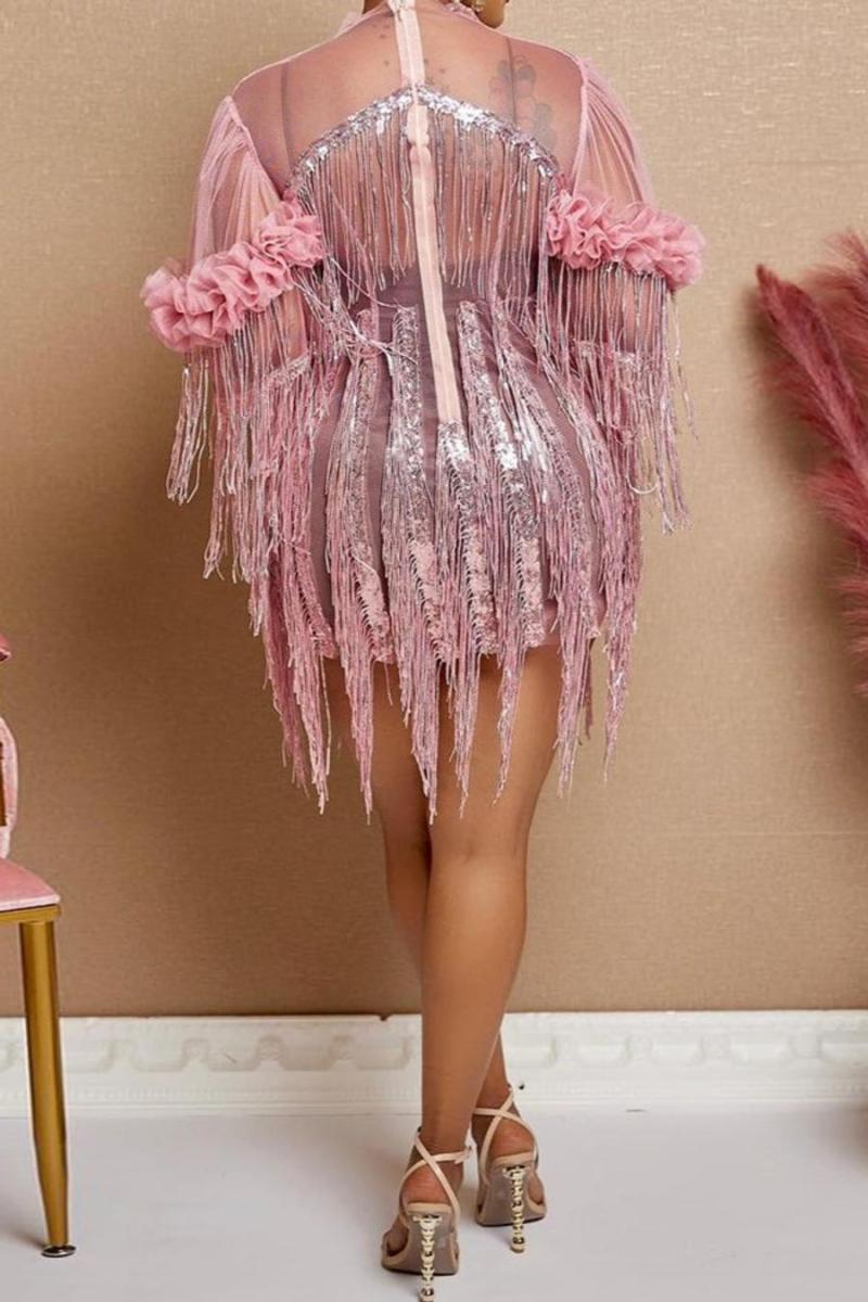 Soft Life Sequins Tassel Mini Dress