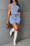 The Truth Halterneck Denim Mini Dress