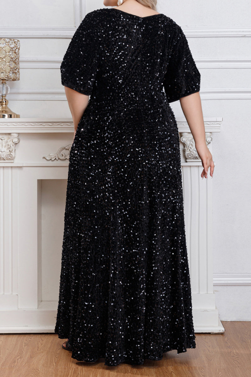 Plus Size Classic Two-Tone Sequin Maxi Dress