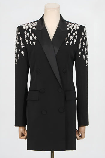 Elegant Rhinestone Blazer Mini Dress