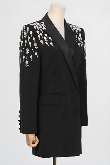 Elegant Rhinestone Blazer Mini Dress