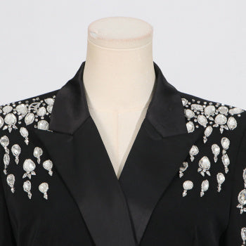 Elegant Rhinestone Blazer Mini Dress