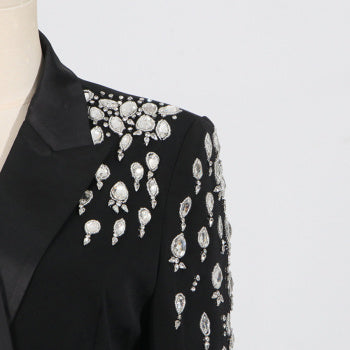Elegant Rhinestone Blazer Mini Dress