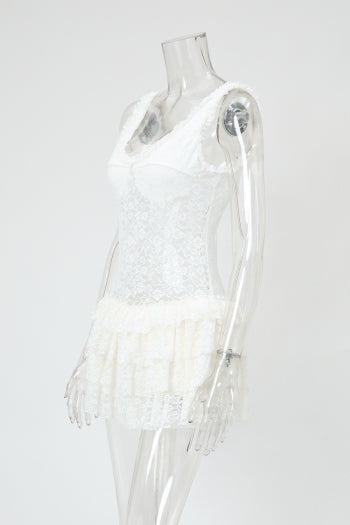 Sexy Stretch See Lace Bow Mini Dress