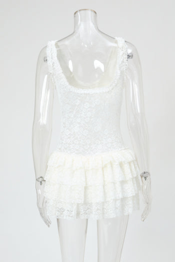 Sexy Stretch See Lace Bow Mini Dress