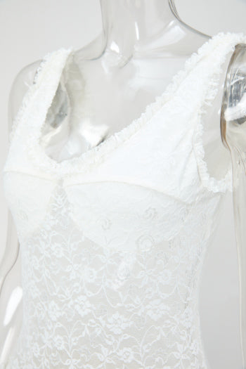 Sexy Stretch See Lace Bow Mini Dress