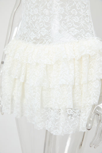 Sexy Stretch See Lace Bow Mini Dress