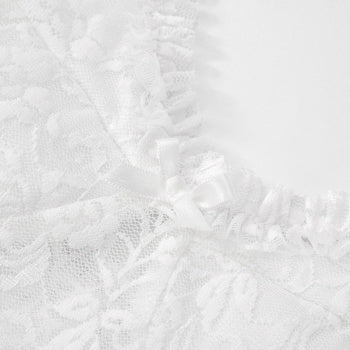 Sexy Stretch See Lace Bow Mini Dress