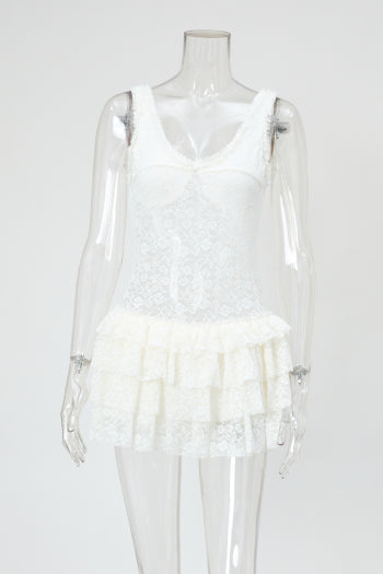 Sexy Stretch See Lace Bow Mini Dress