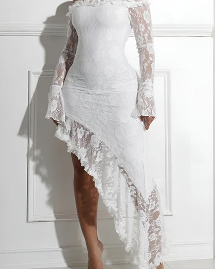 Chasing Dreams One Shoulder Lace Maxi Dress