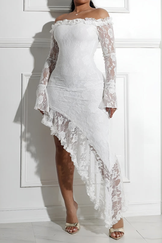 Chasing Dreams One Shoulder Lace Maxi Dress