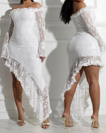 Chasing Dreams One Shoulder Lace Maxi Dress