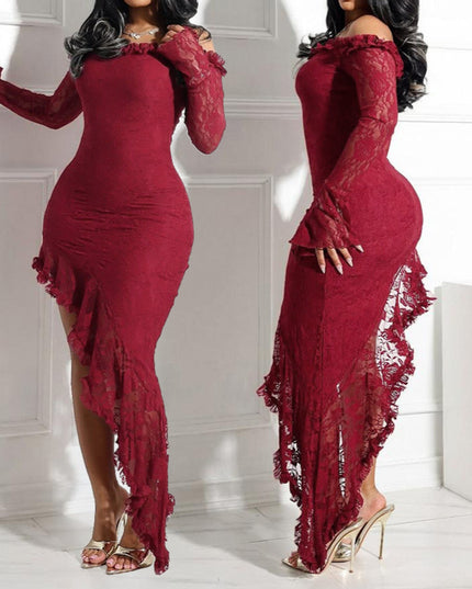 Chasing Dreams One Shoulder Lace Maxi Dress