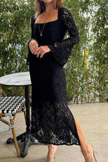Casual Plus See Through Lace Maxi Dress