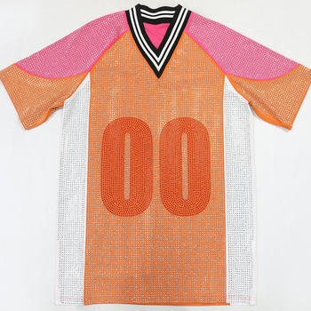 Sparkling Plus Size Rhinestone Mini Dress, Loose Fit, Contrast Color Accents