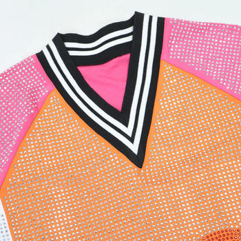 Sparkling Plus Size Rhinestone Mini Dress, Loose Fit, Contrast Color Accents